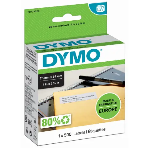 Etykiety 11352 / S0722520 do drukarek Dymo - Biała, papierowa - 54x25mm